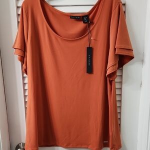 Tahari Women's Rust Short Sleeve Top
